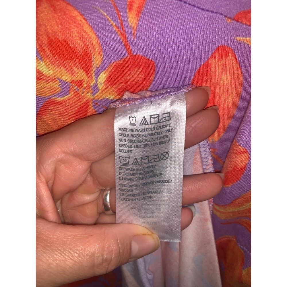 Floral Maxi Dress Size large Belle Kim Gravel Purple Orange Long - Picture 4 of 4